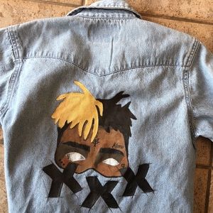 Hand painted denim with portrait of xxxtentacion